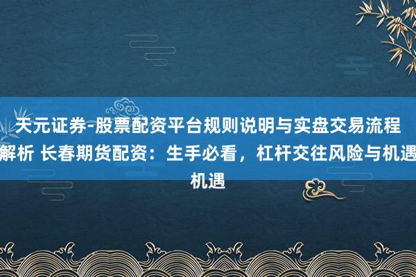 天元证券-股票配资平台规则说明与实盘交易流程解析 长春期货配资：生手必看，杠杆交往风险与机遇